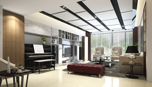 Flowing Wells Arizona interior designed living room with piano